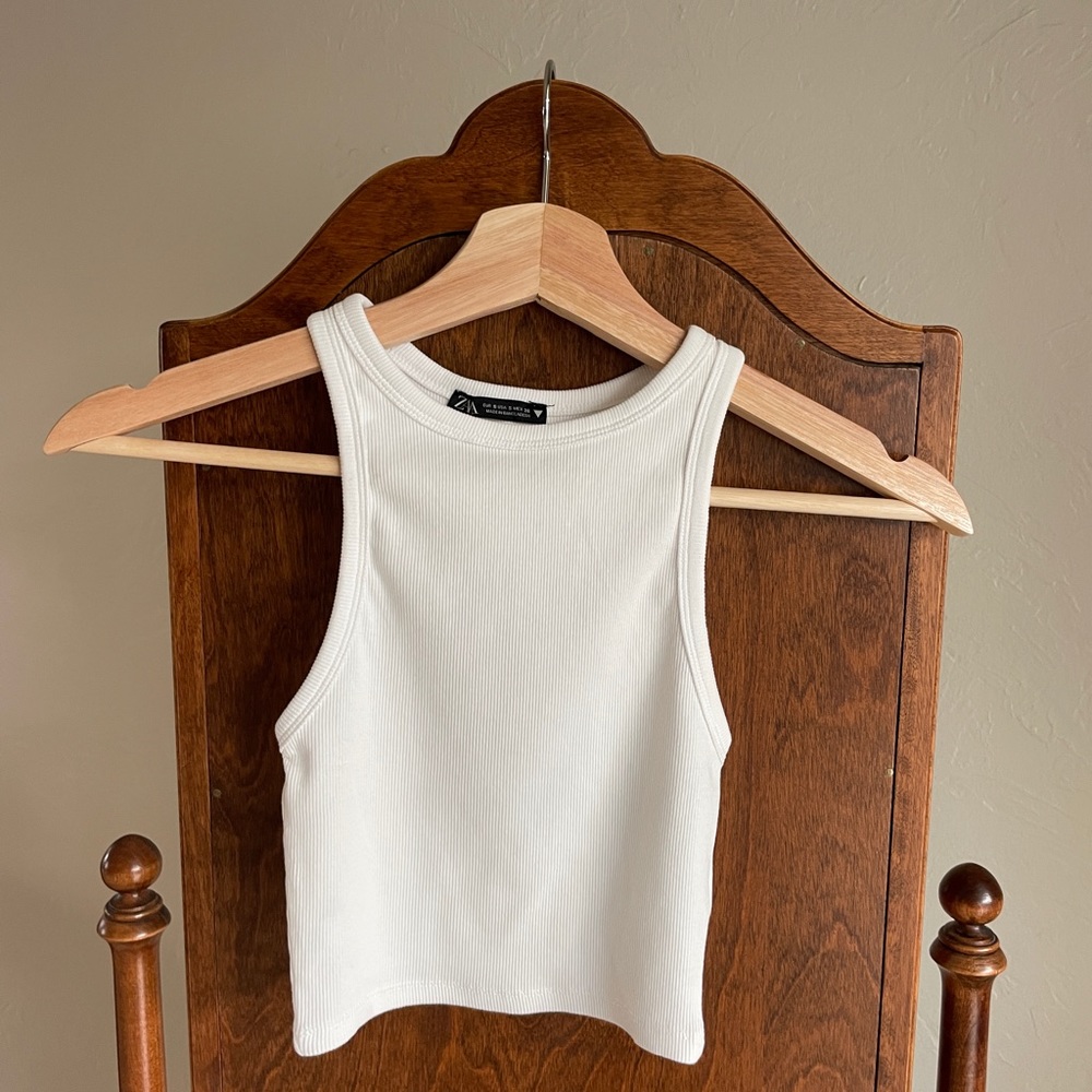 Zara high neck ribbed tank top